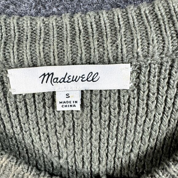 Madewell Province Sweater Women's Small Green Olive Army Cross-Back Slit Back - Picture 3 of 7